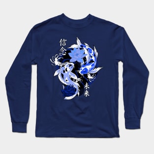 Blue Yakuza Japanese tattoos, koi fish pond, floral water original Long Sleeve T-Shirt